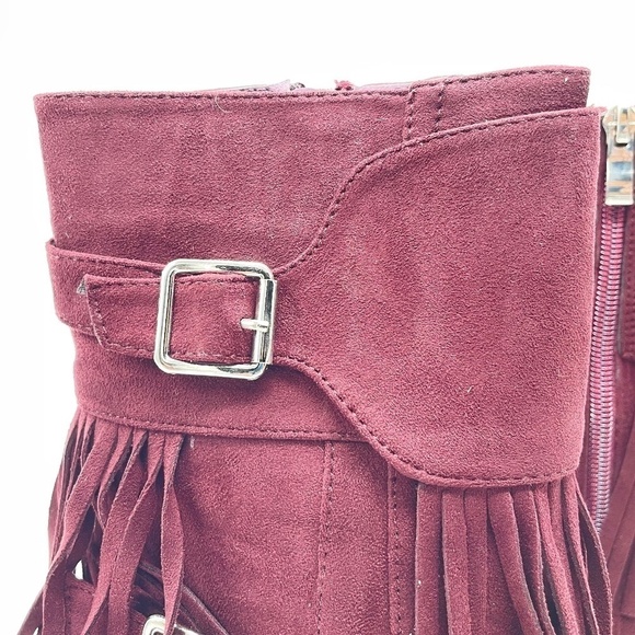 Bucco Jaxsyn Fringed Boot Burgundy Size 9 NIB - Picture 6 of 7
